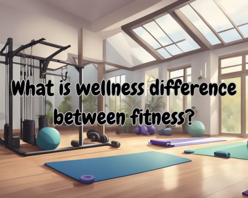 A serene yoga studio with mats and props on one side, and a gym with weights and machines on the other