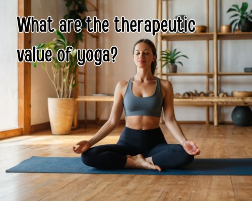 a woman doing therapeutic yoga